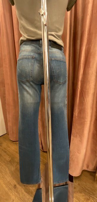 Jeans ESCADA strass Swarovski bleu clair